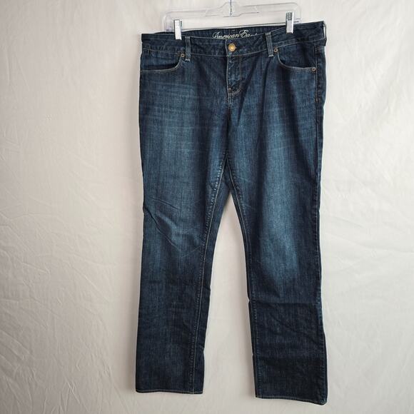 American Eagle 77 Straight Jeans Women's 16 Long Blue - Picture 1 of 16